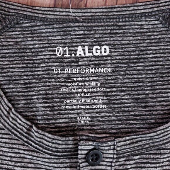 NWT 01.ALGO Mens Large Kris Performance Microstripe Henley Stitch Fix Gray Black - Picture 8 of 12